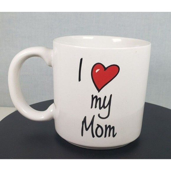 Vintage Russ Berrie I Love My Mom Mug Cup White Ceramic Made in Phillippines - Picture 2 of 11